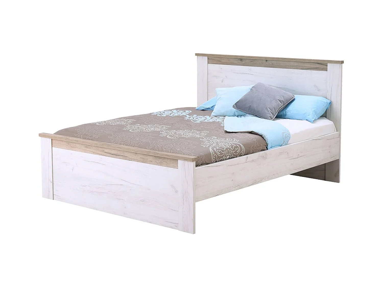 Bettgestell 160x200 cm weiße Eiche grau Vintage