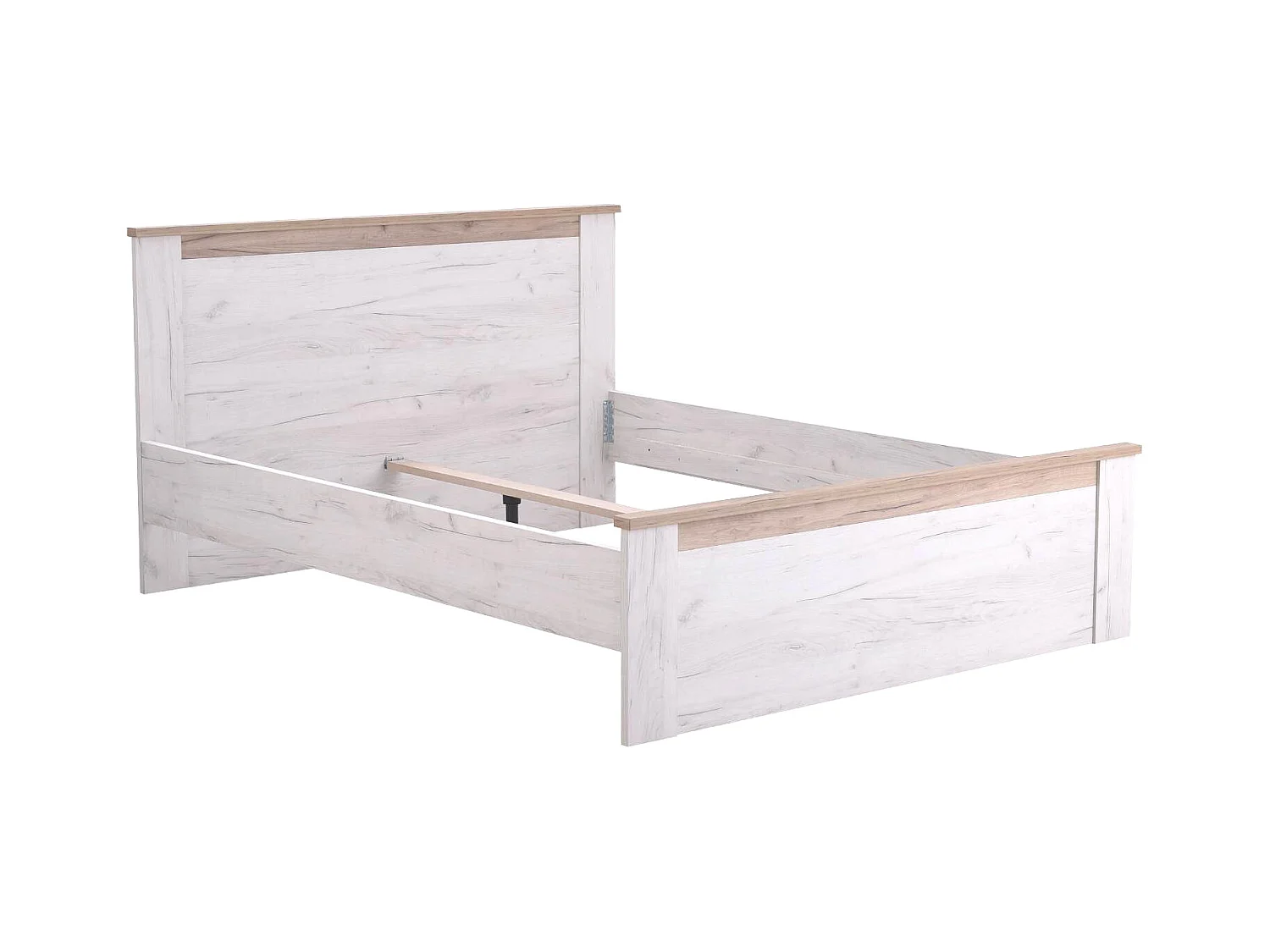 Bettgestell 160x200 cm weiße Eiche grau Vintage