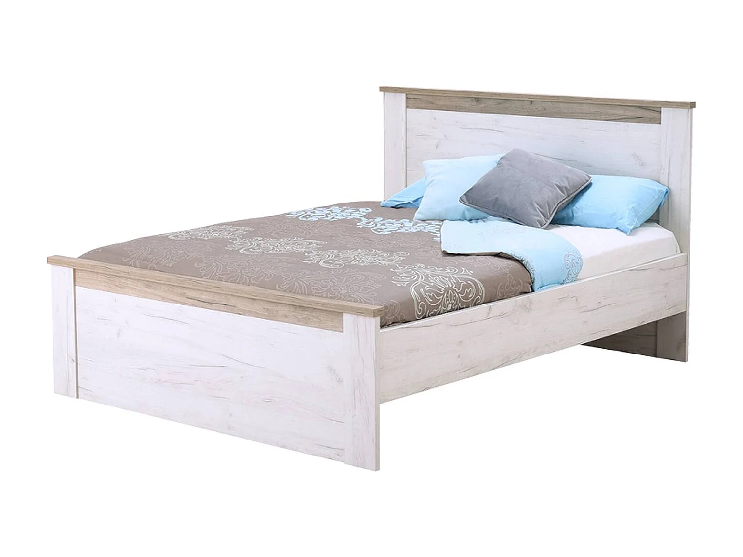 Bettgestell 160x200 cm weiße Eiche grau Vintage