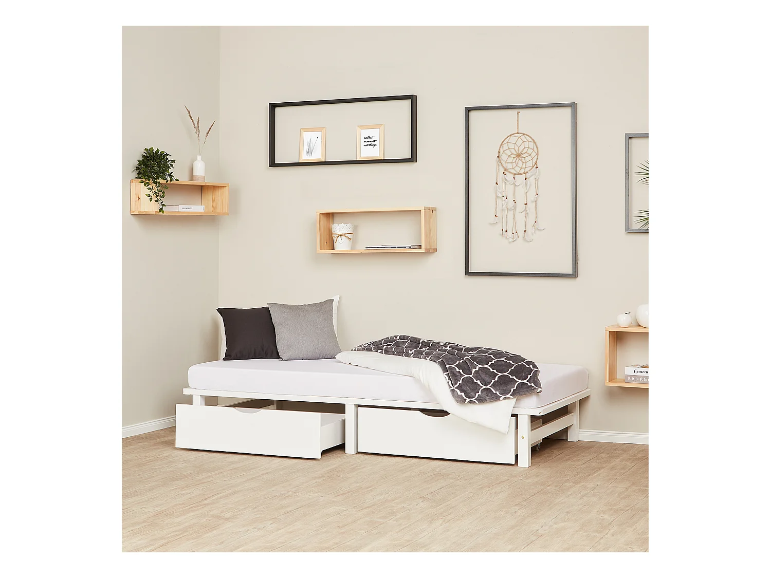 Palettenbett 90x200 cm weiß