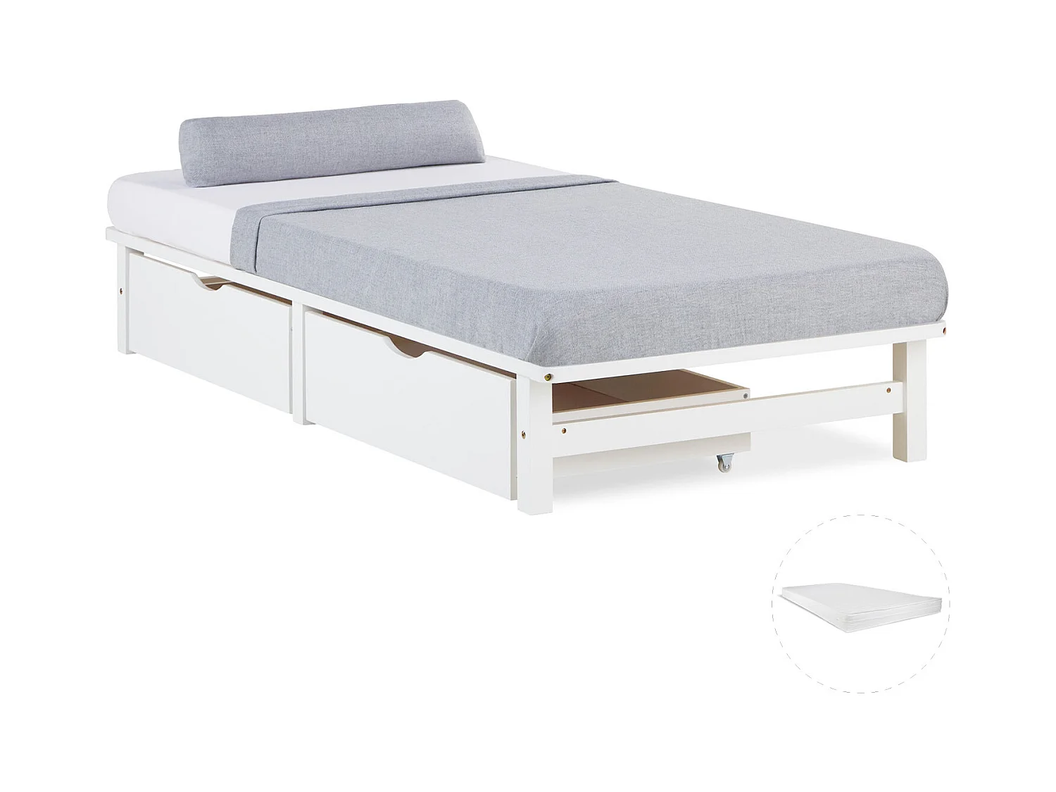 Palettenbett 90x200 cm weiß