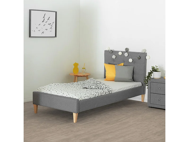 Gepolstertes Bett 90x12x200 cm grau