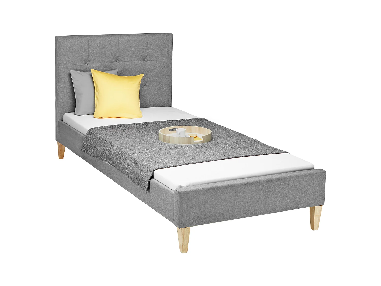 Gepolstertes Bett 90x12x200 cm grau