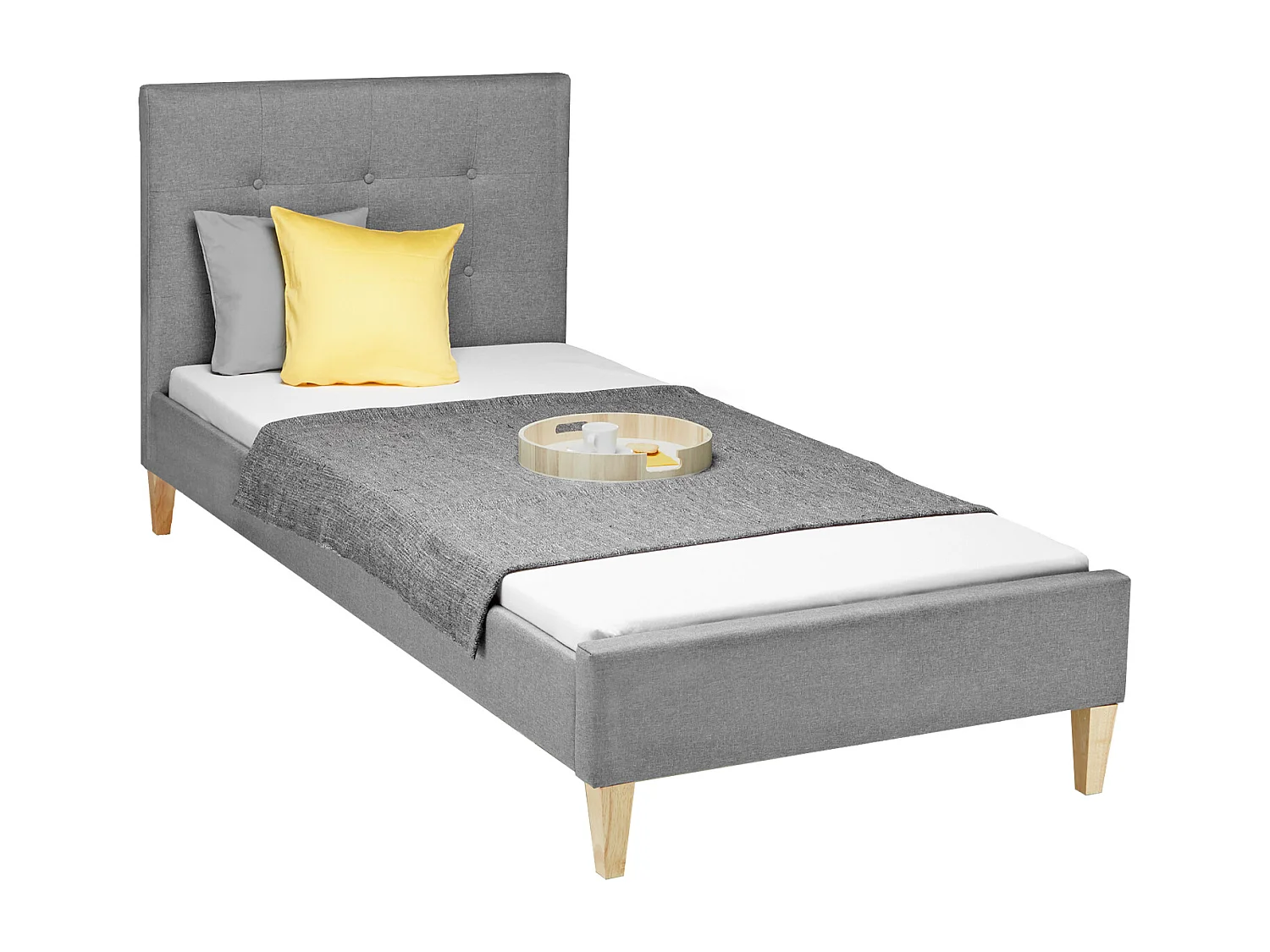 Lit rembourré 90x12x200 cm gris