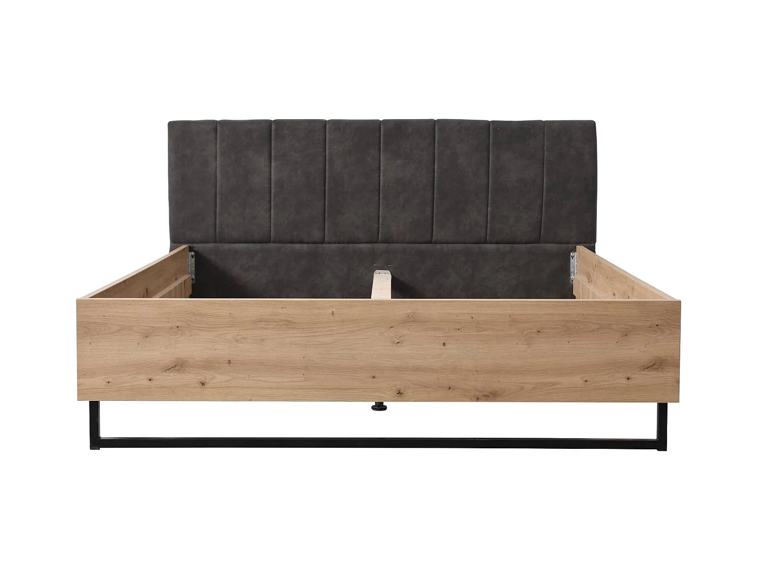 Doppelbett 177,5x94x212 cm grauer Stoff Eiche