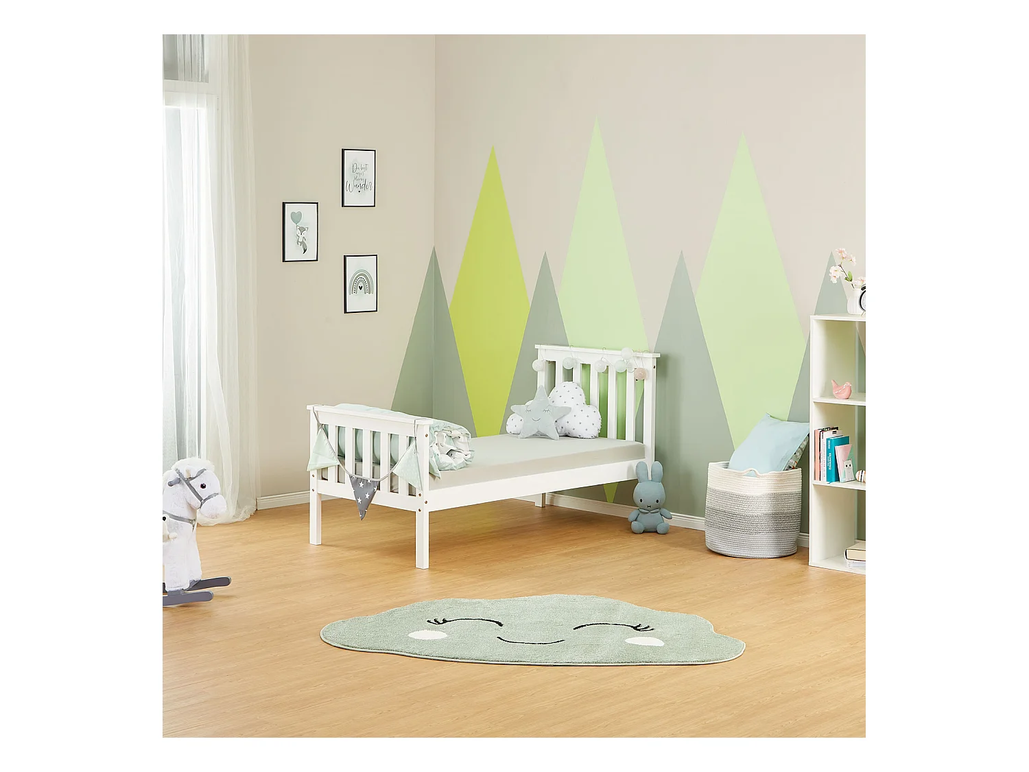 Einzelbett 70x140 cm weiß Shaker-Stil Kinderbett