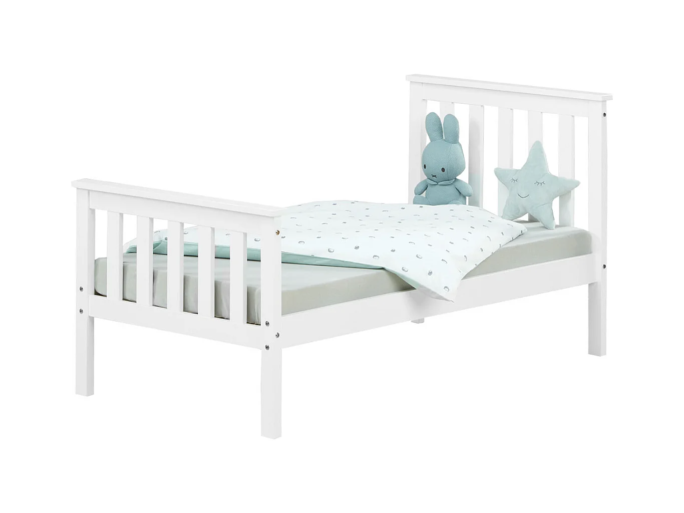 Einzelbett 70x140 cm weiß Shaker-Stil Kinderbett