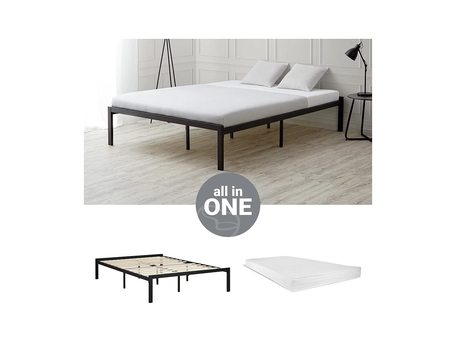 Lit 145x38x205 cm noir