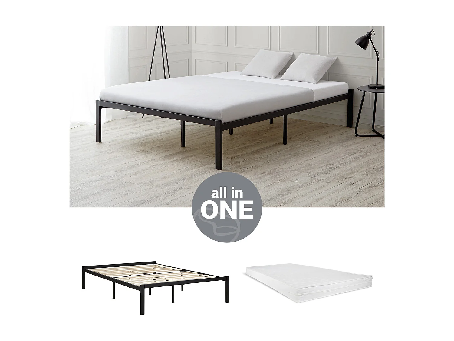 Bett 145x38x205 cm schwarz