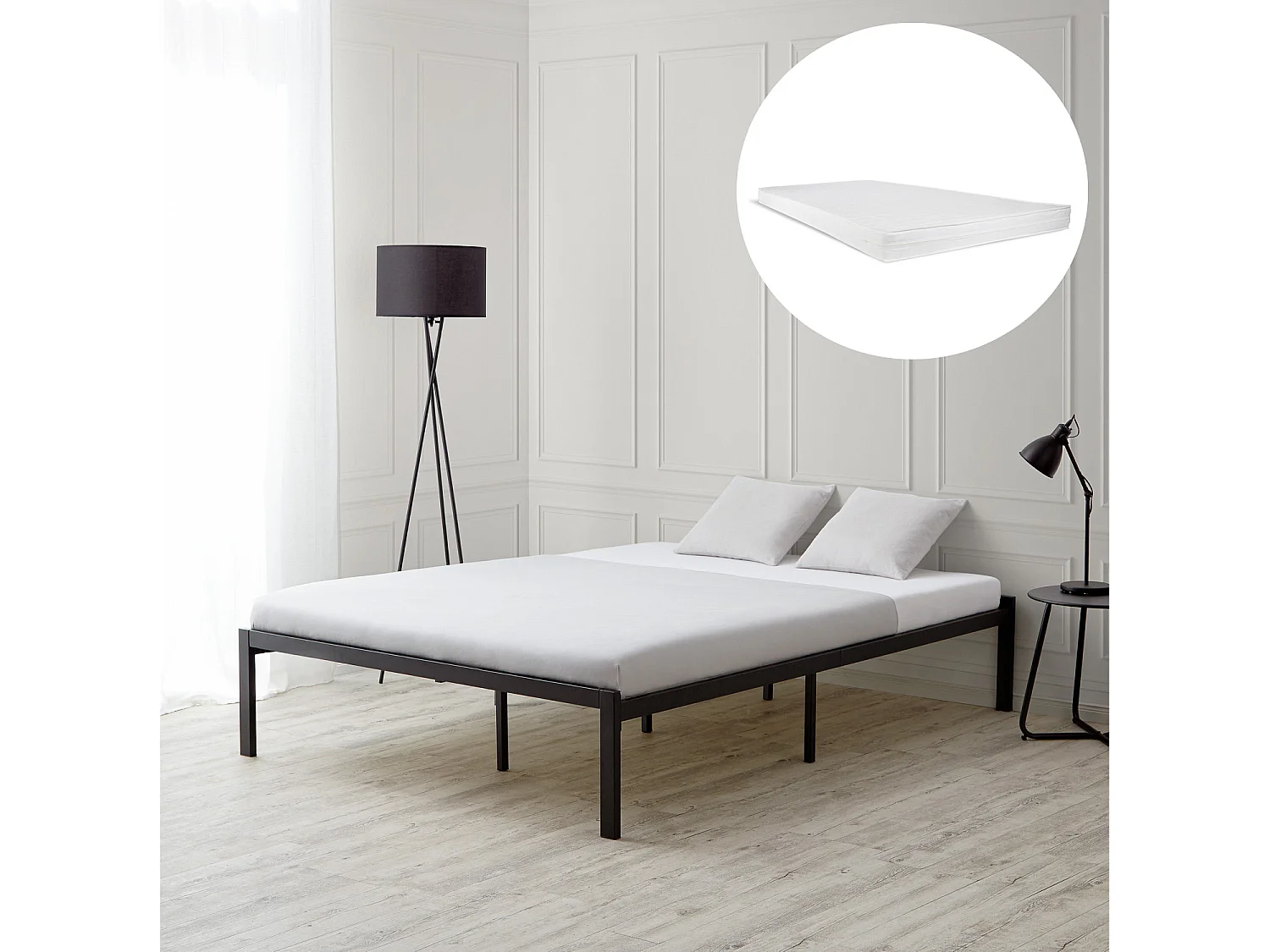 Bett 145x38x205 cm schwarz