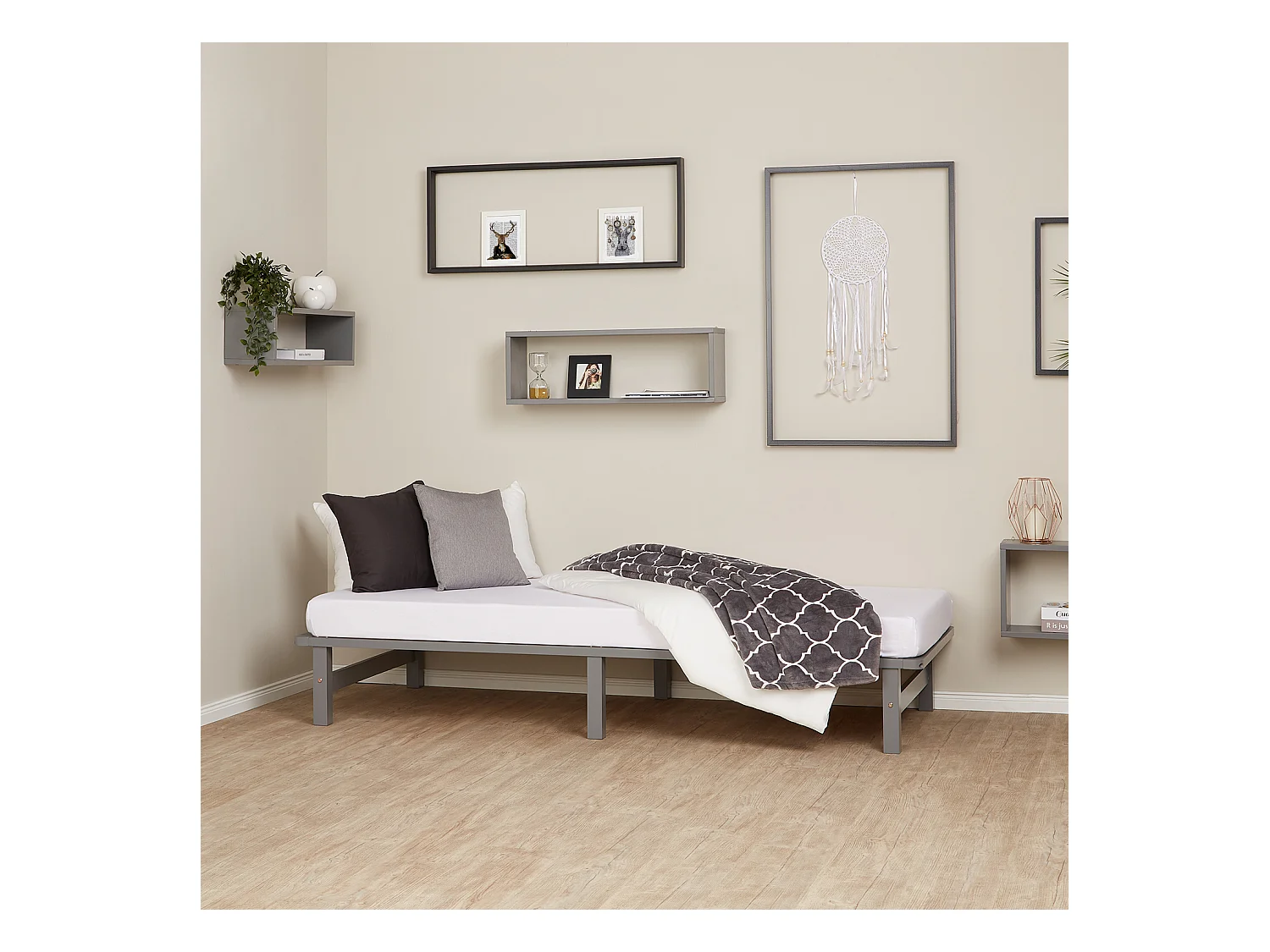 Palettenbett 90x200 cm Grau