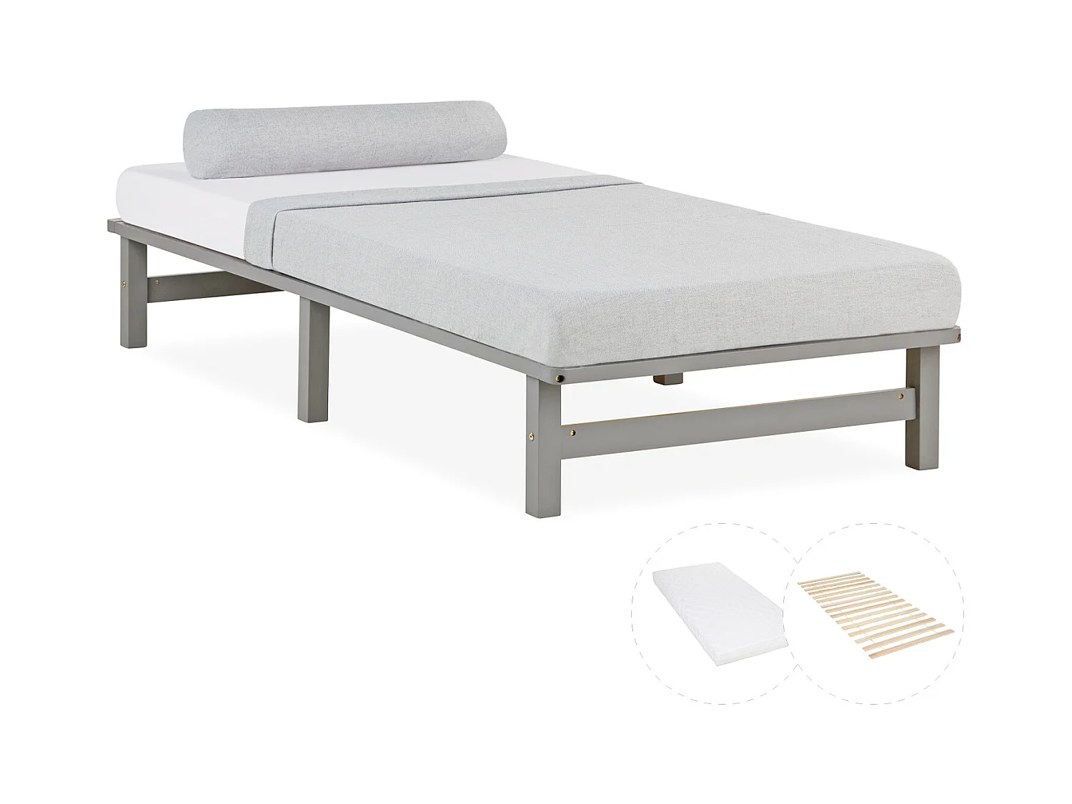 Palettenbett 90x200 cm Grau