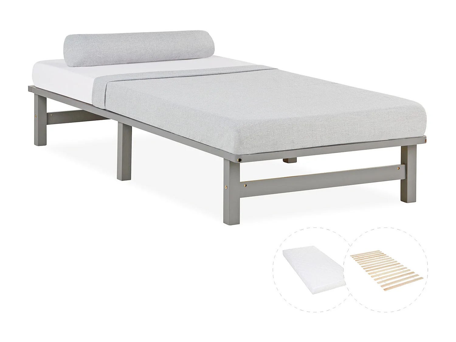 Palettenbett 90x200 cm Grau