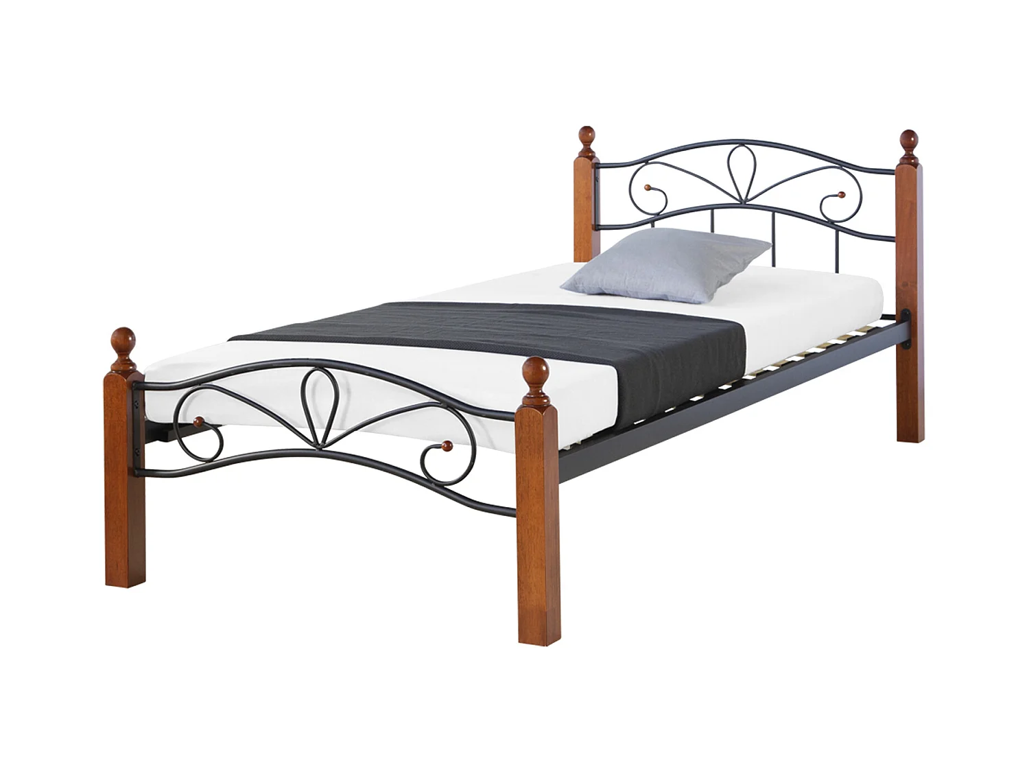 Letto 90x200x12 cm Nero marrone