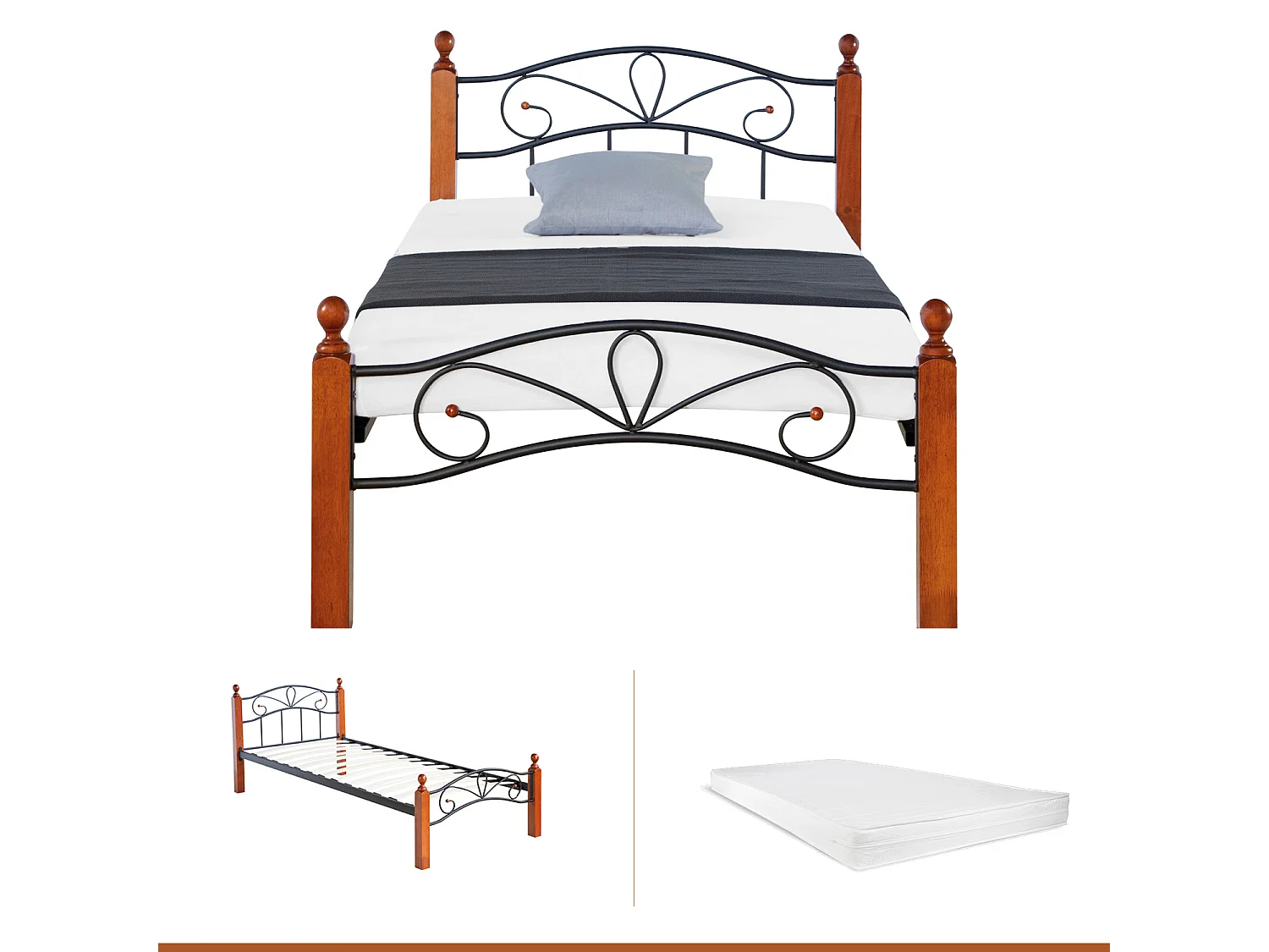 Bed 90x200x12 cm Zwartbruin