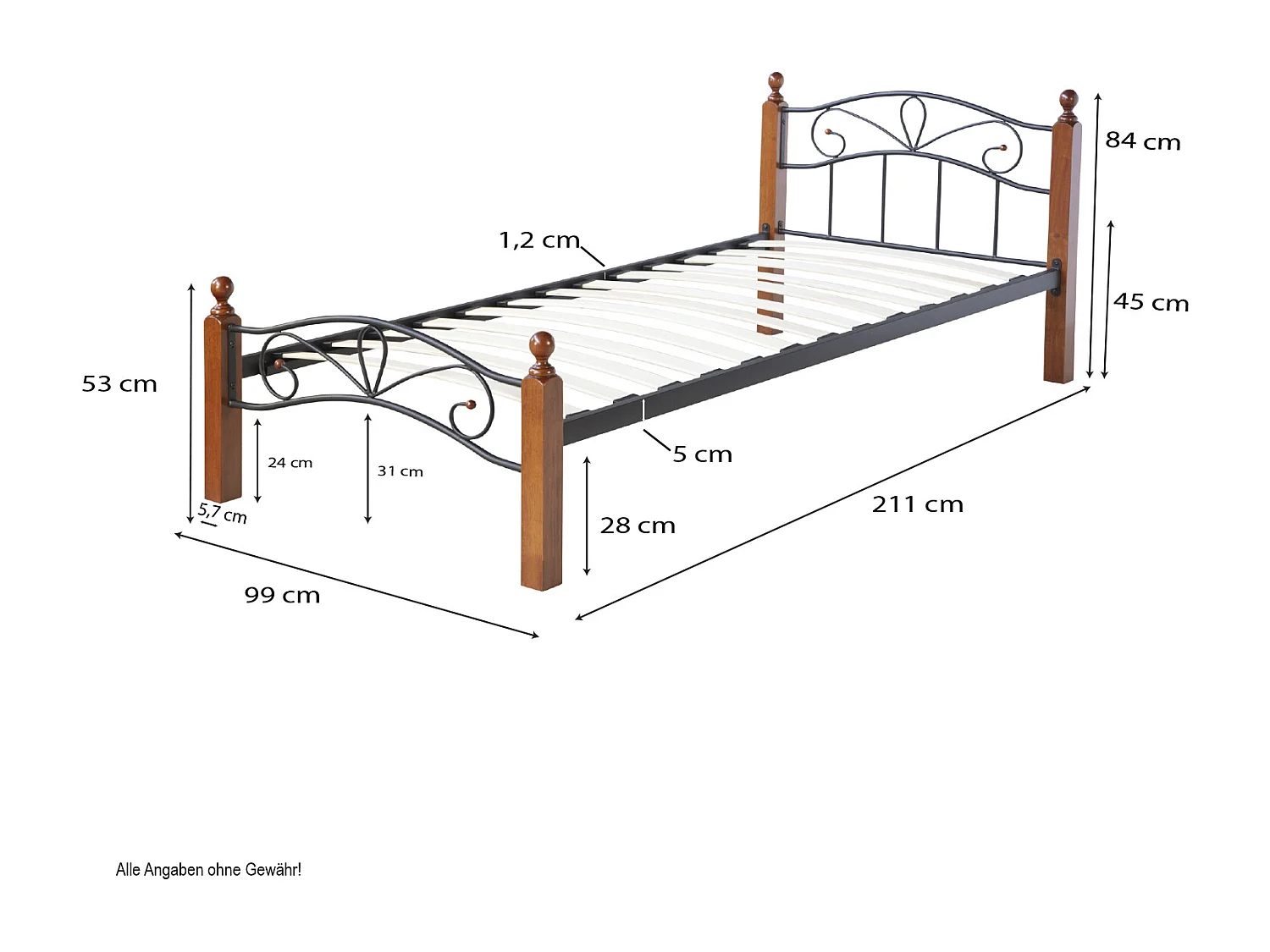 Bed 90x200x12 cm Zwartbruin