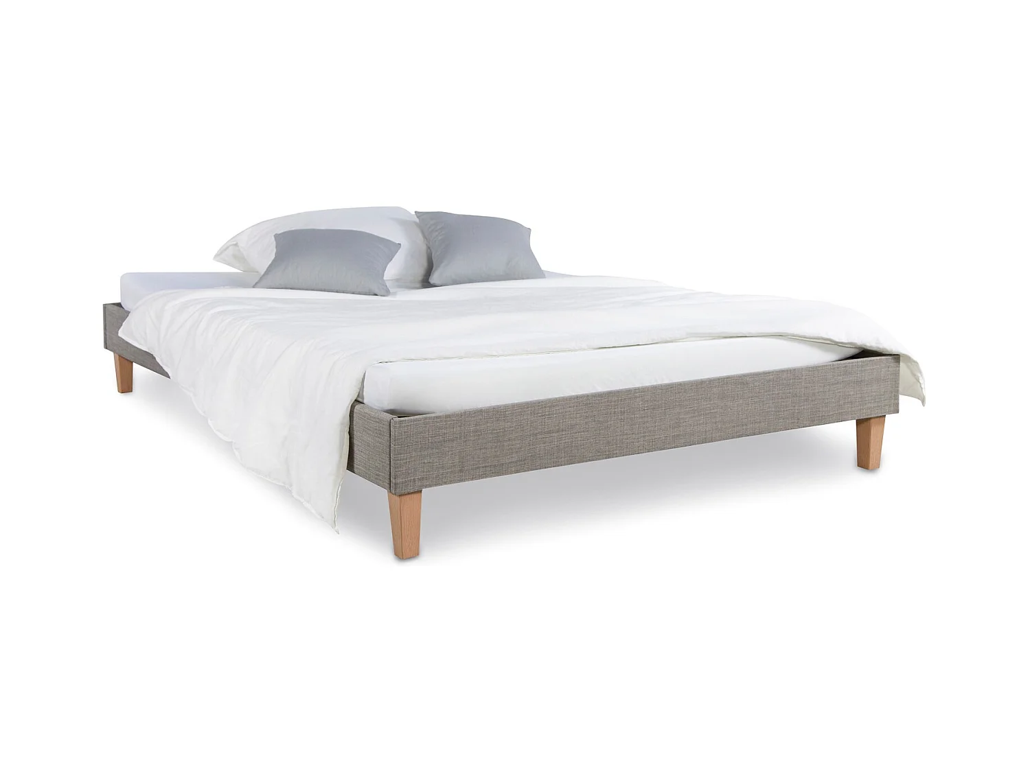 Lit rembourré 140x200x12 cm gris