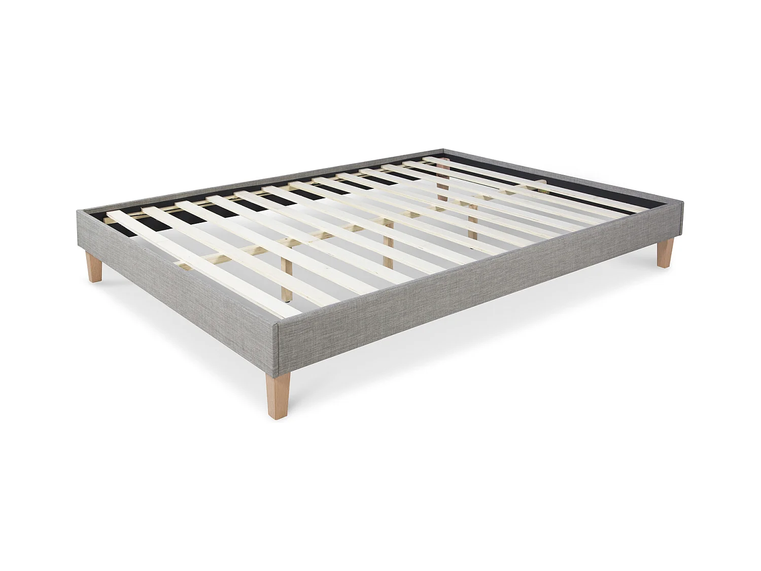 Lit rembourré 140x200x12 cm gris