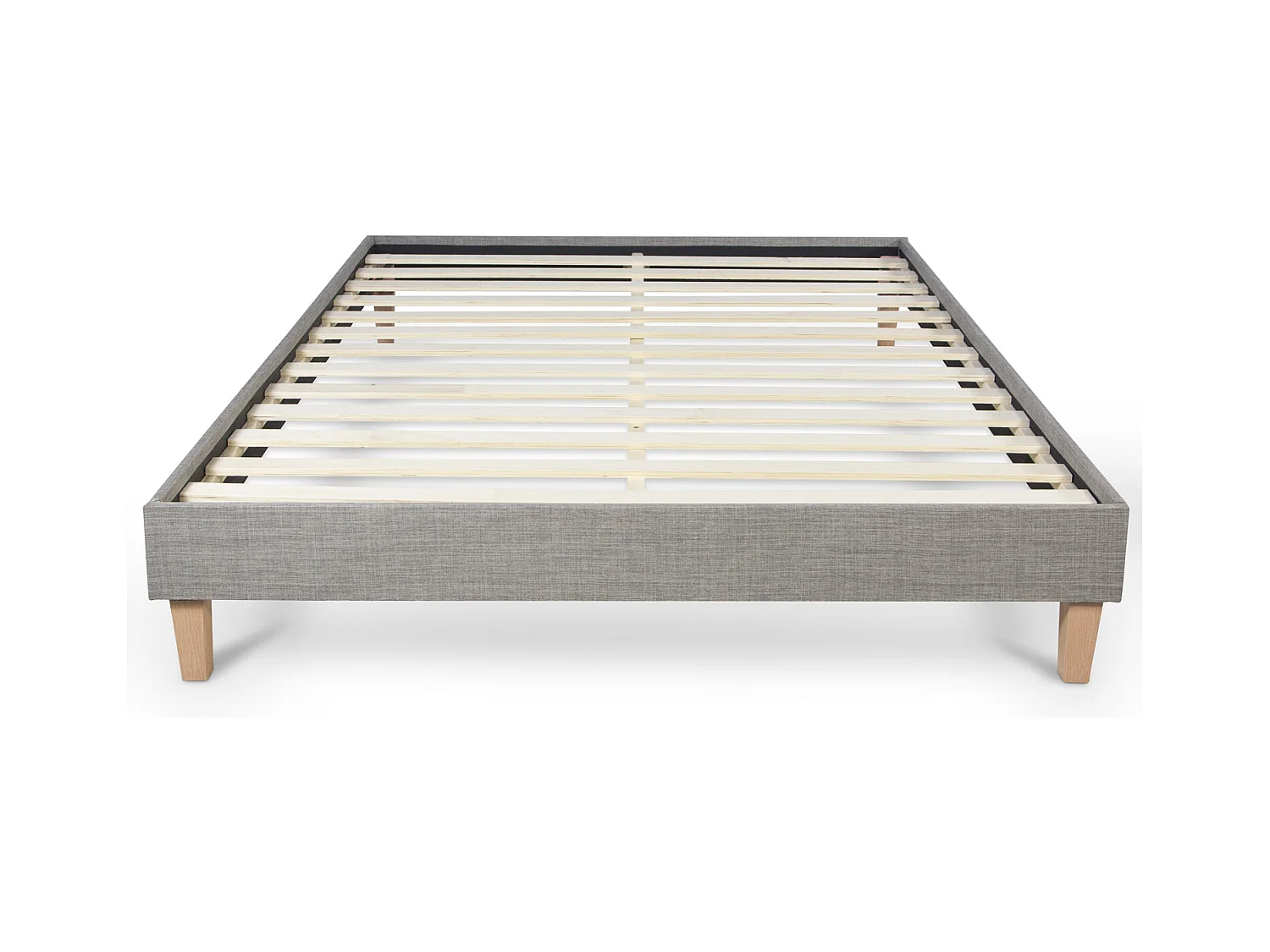 Lit rembourré 140x200x12 cm gris