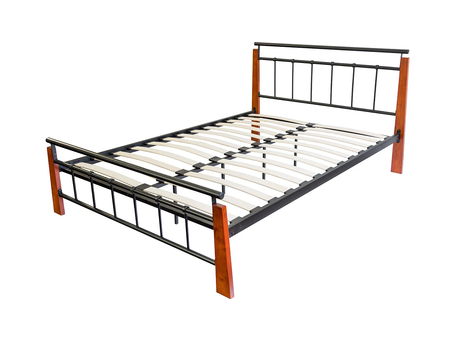 Letto in metallo 160x200 cm Nero Marrone 5072
