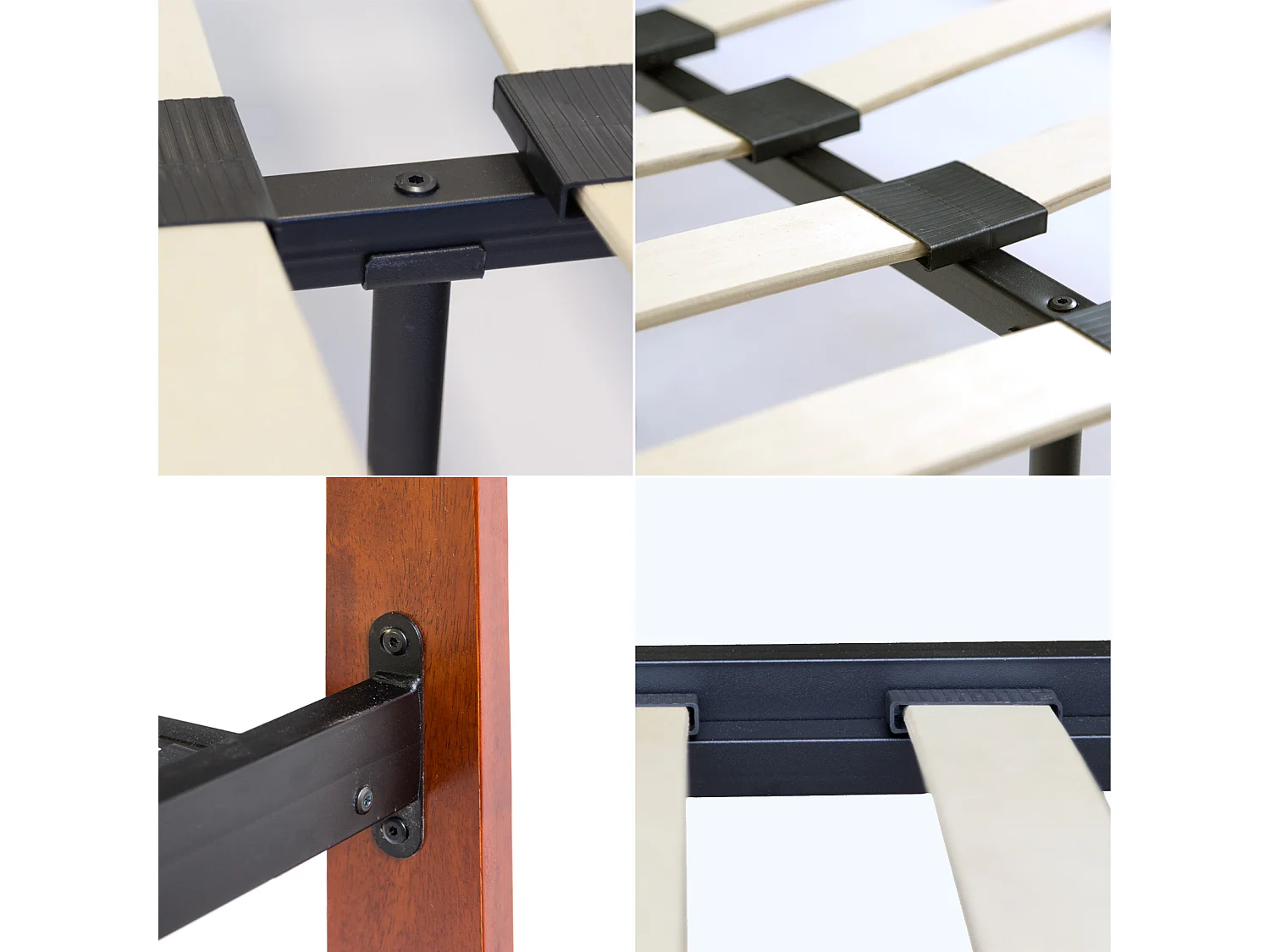 Lit Métallique 160x200 cm Noir Marron 5072