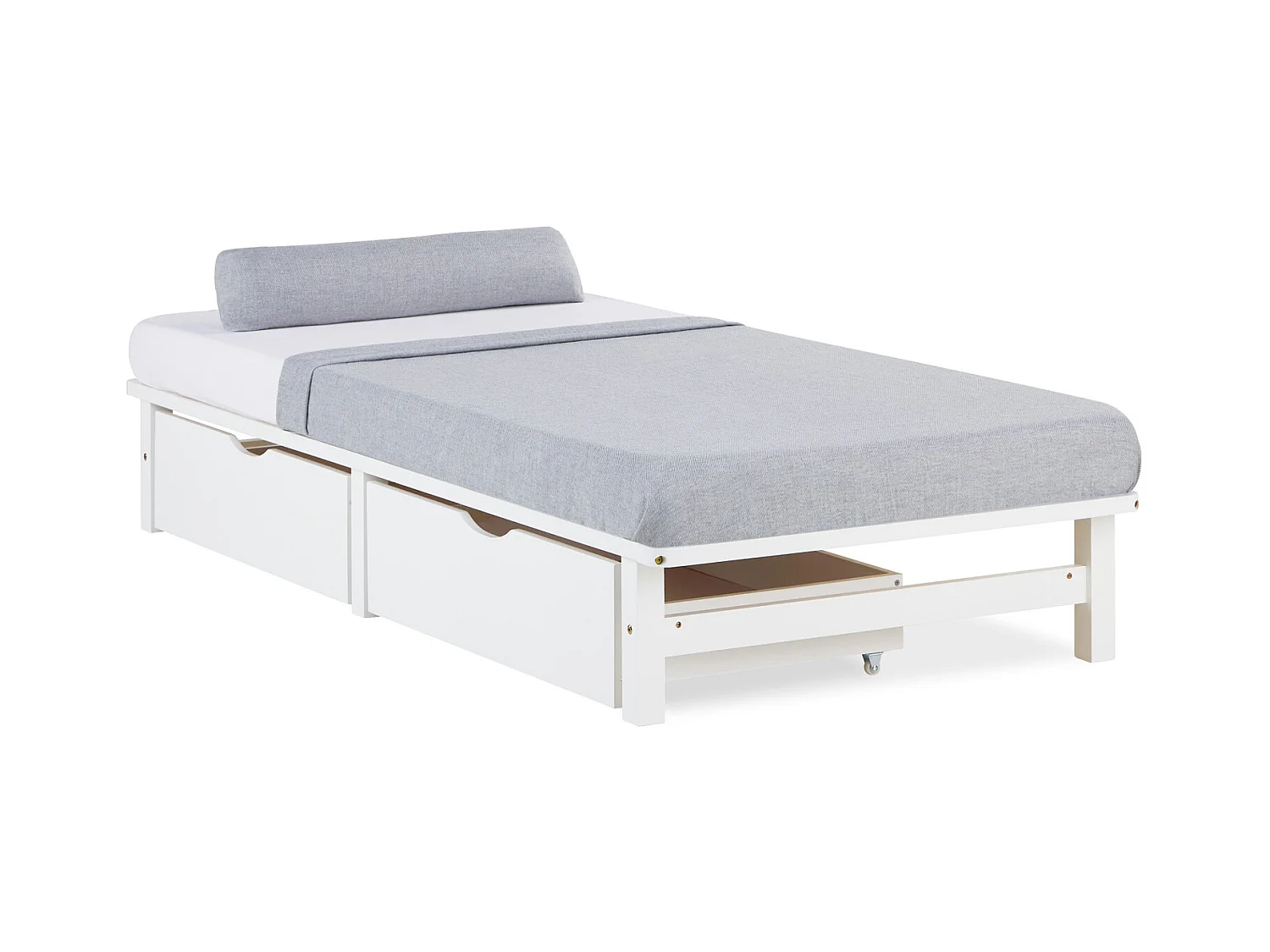 Bett 90x200 cm weiß Palettenbett Set 2 Lattenrost Massivholz Bett