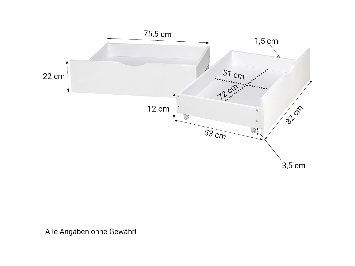 Bett 90x200 cm weiß Palettenbett Set 2 Lattenrost Massivholz Bett