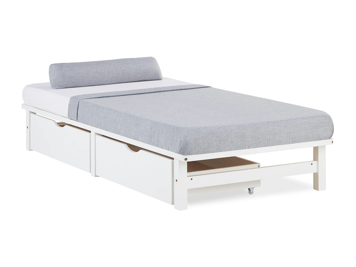 Bed 90x200 cm wit Palletbed Set van 2 Lattenbodem Massief Houten Bed