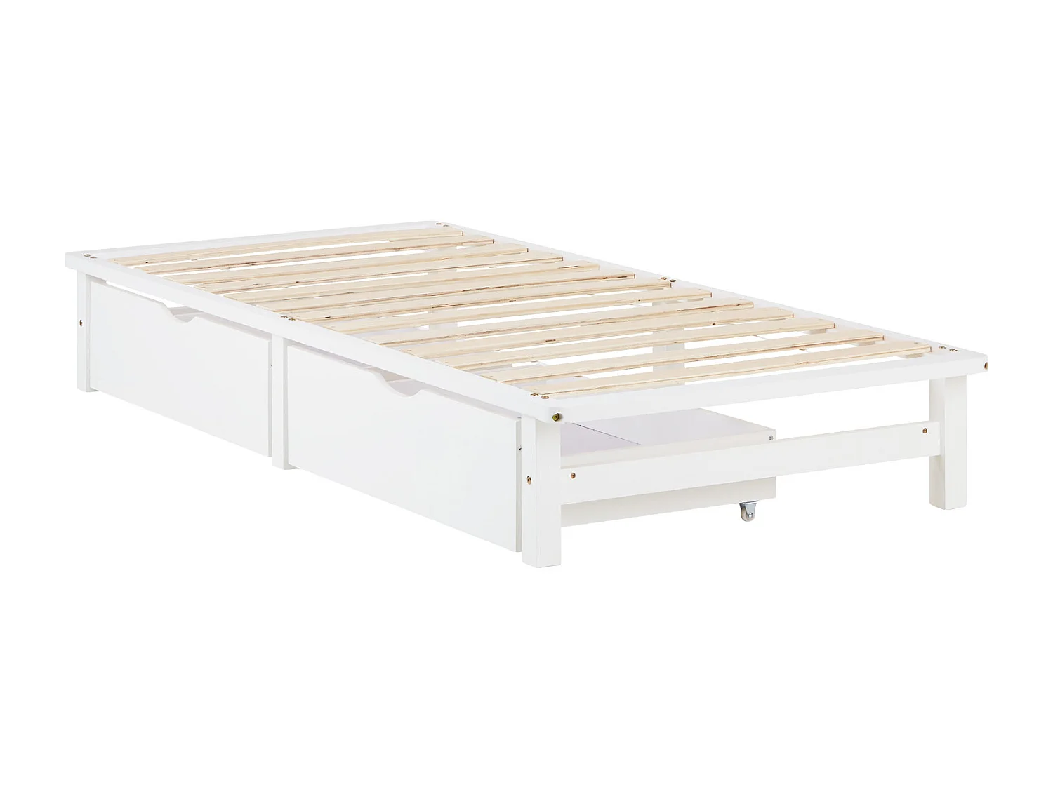 Bed 90x200 cm wit Palletbed Set van 2 Lattenbodem Massief Houten Bed