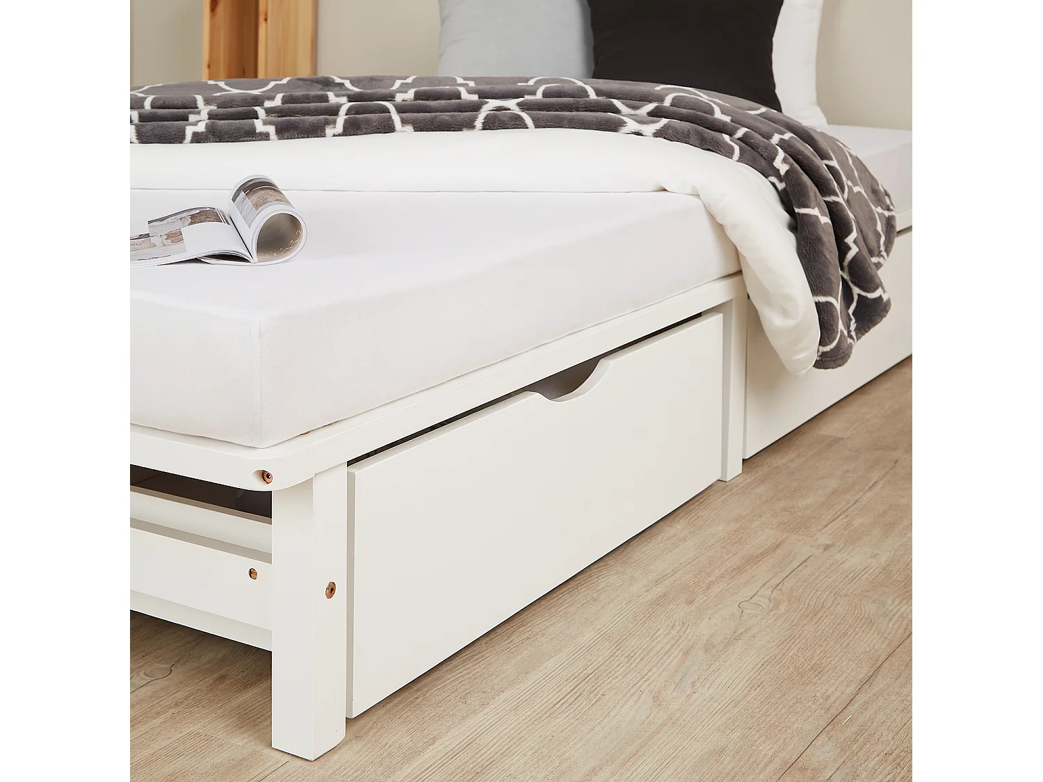 Bed 90x200 cm wit Palletbed Set van 2 Lattenbodem Massief Houten Bed