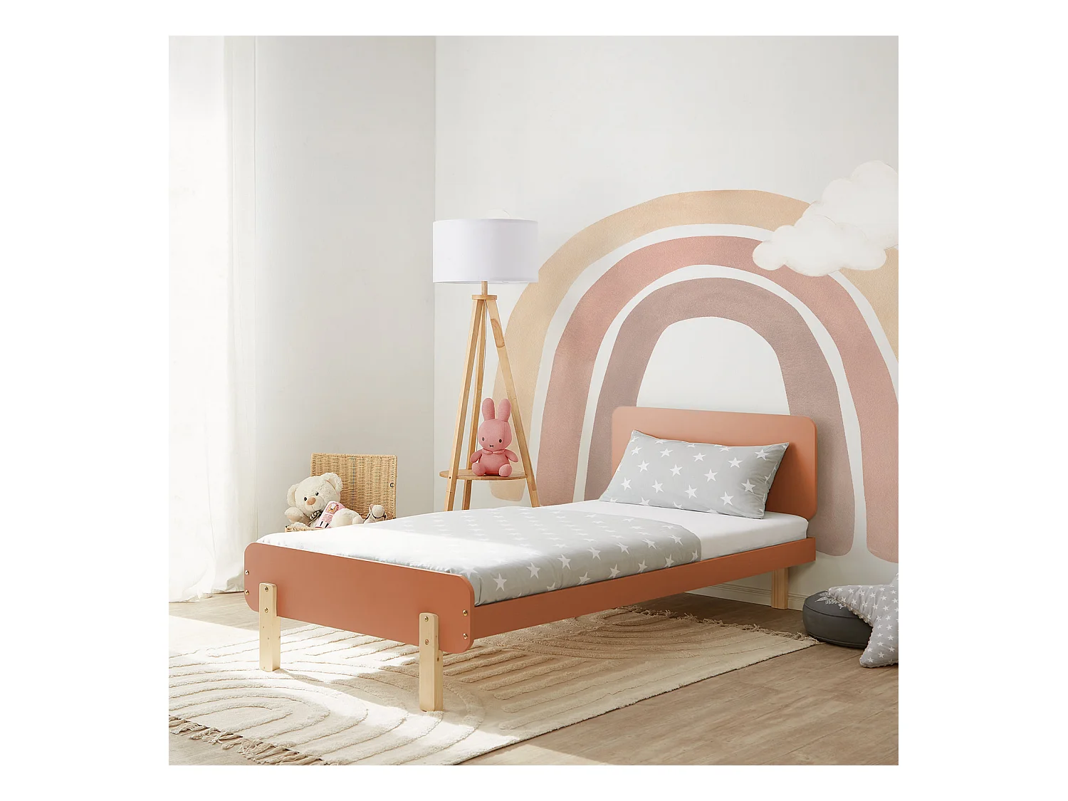 Eenpersoonsbed 90x200 cm rood