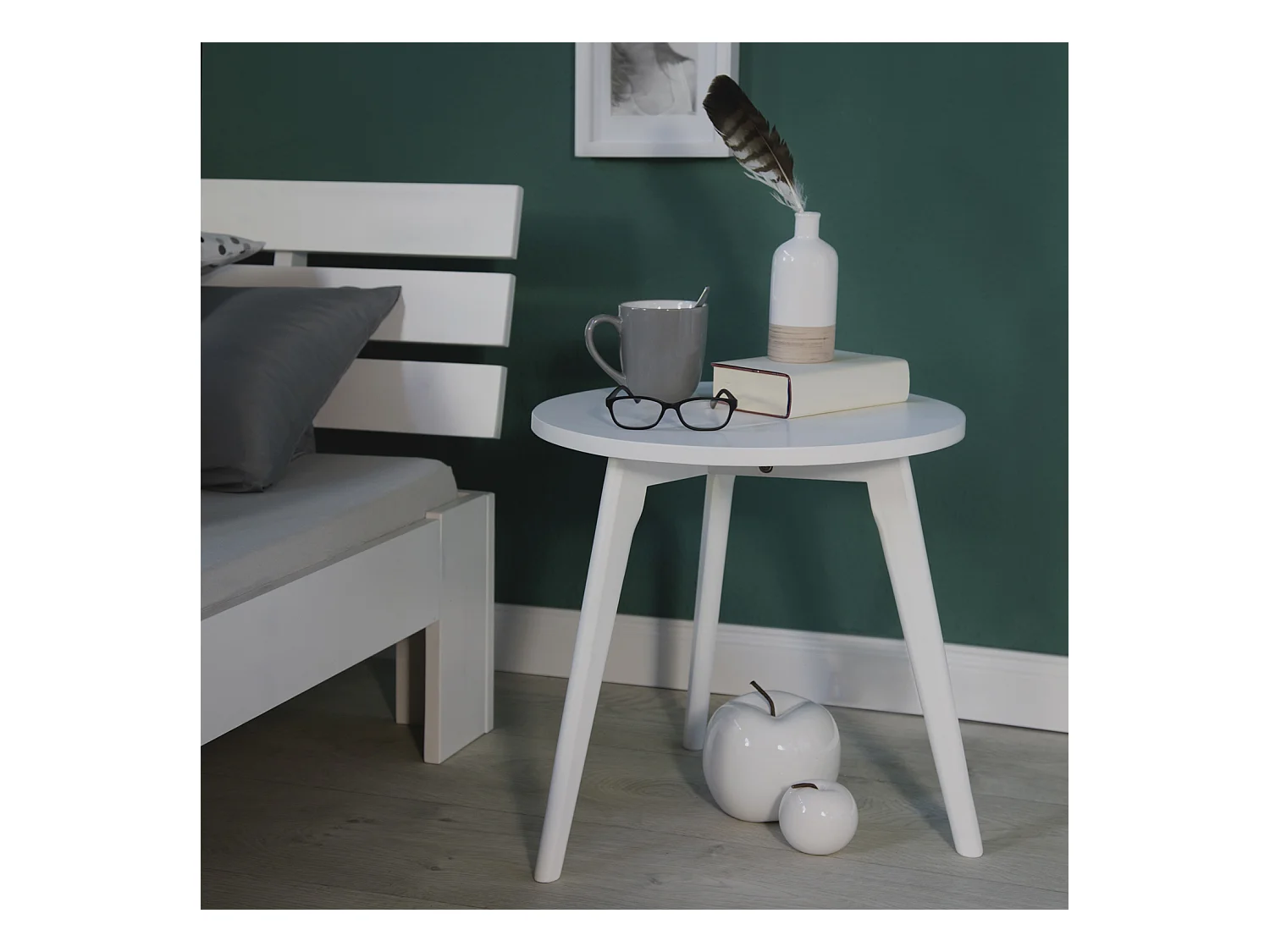 Doppelbett 160x200 cm weiß, Massivholz Kiefer Rahmenbett