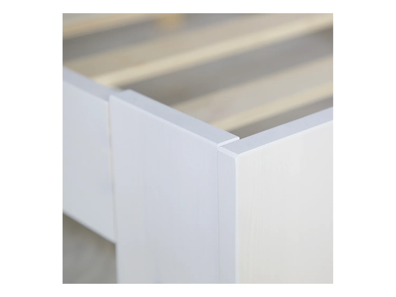 Doppelbett 160x200 cm weiß, Massivholz Kiefer Rahmenbett