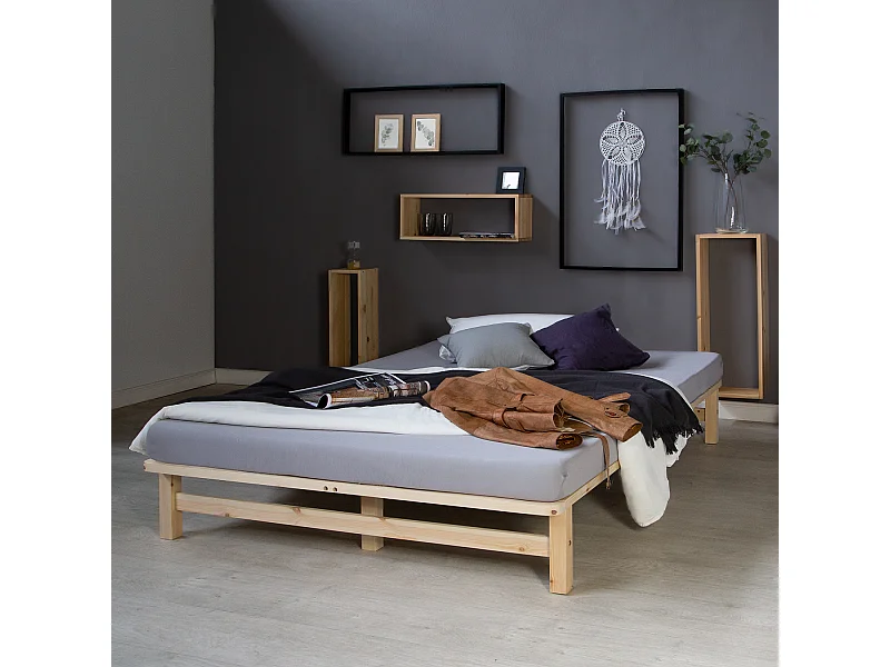 Bedframe 140x200 cm natuurlijk Pallet