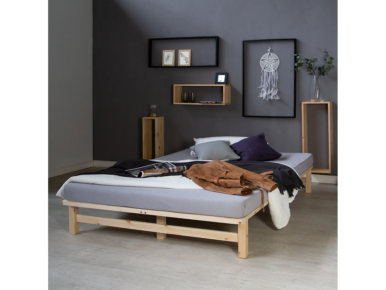 Rama łóżka 140x200 cm naturalna Paleta