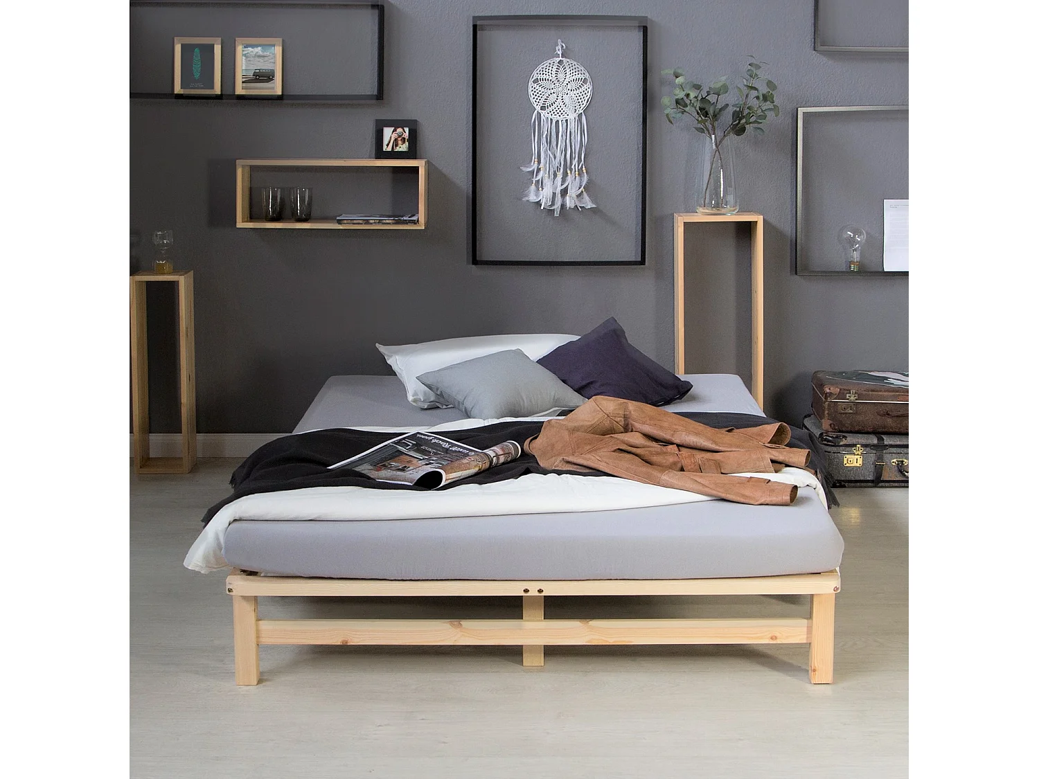 Rama łóżka 140x200 cm naturalna Paleta