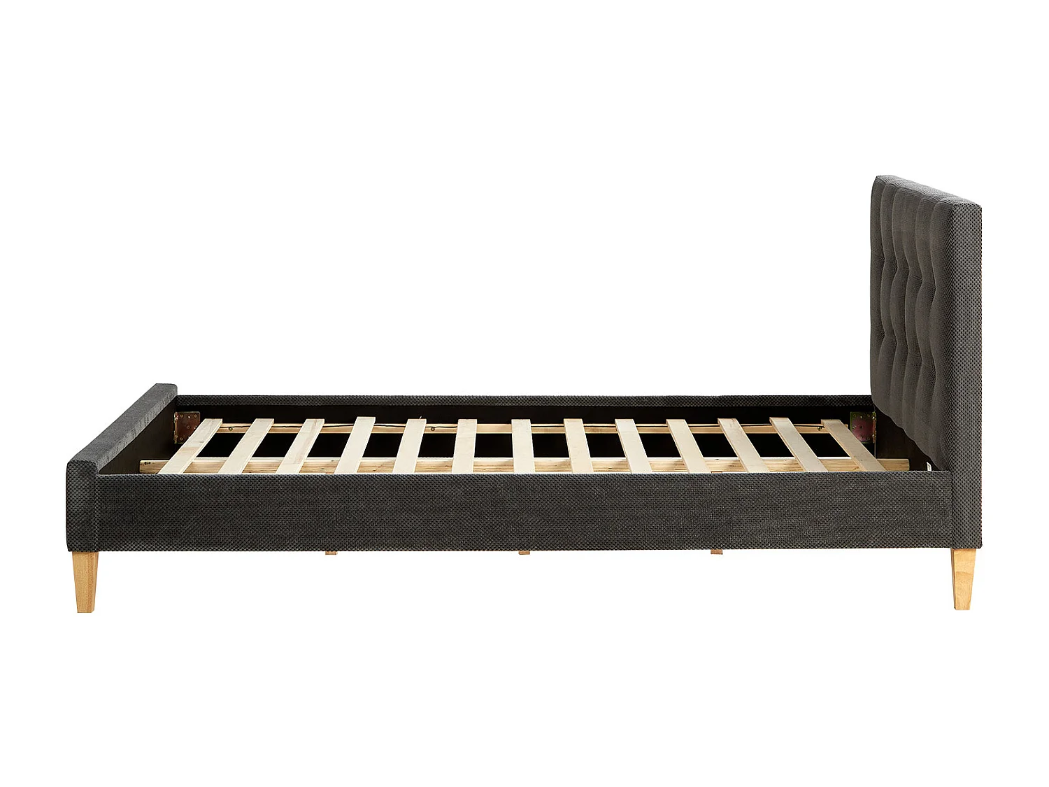 Bed 140x200 cm, bekleed met antraciet fluweel