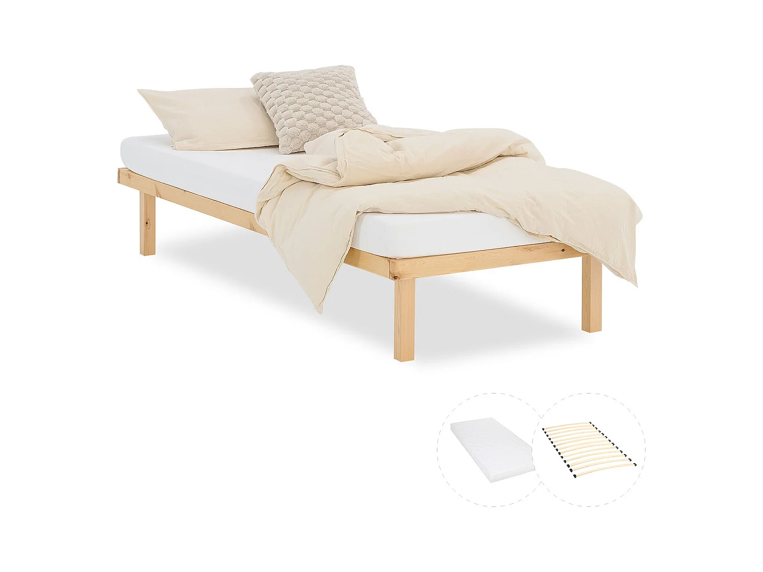 Bett 90x200 cm Natur