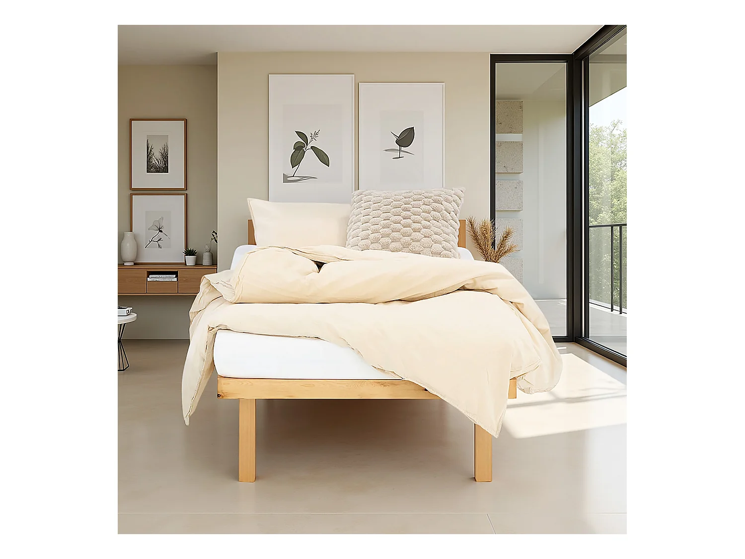 Bett 90x200 cm Natur