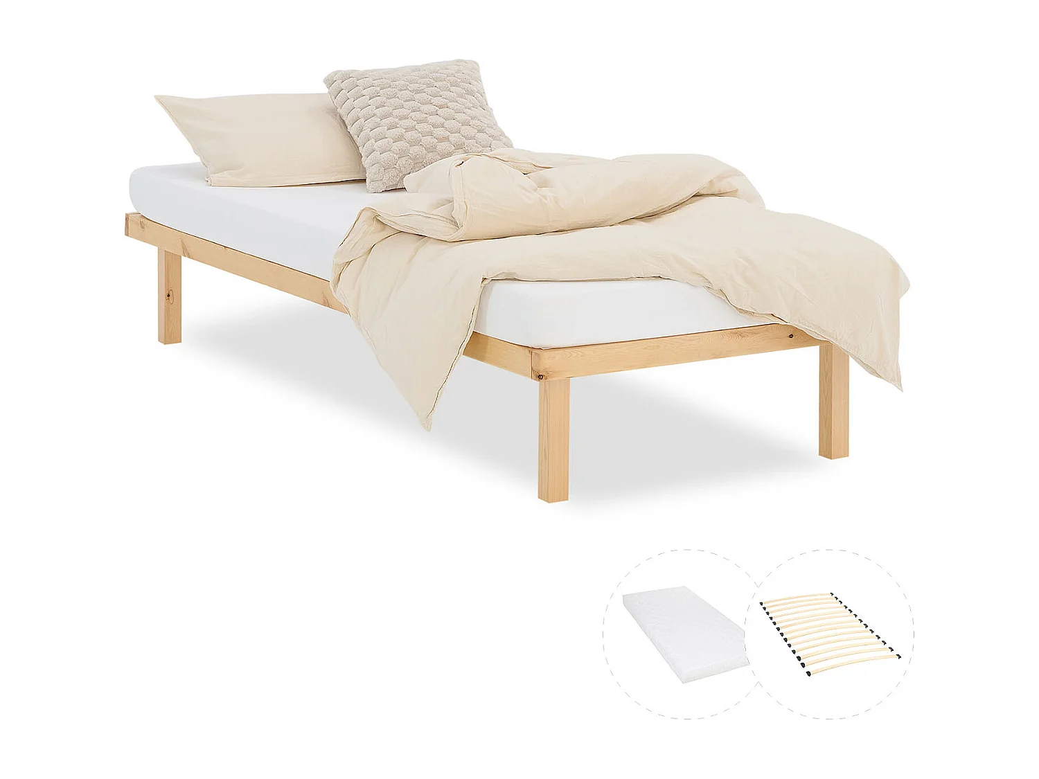 Lit 90x200 cm Naturel