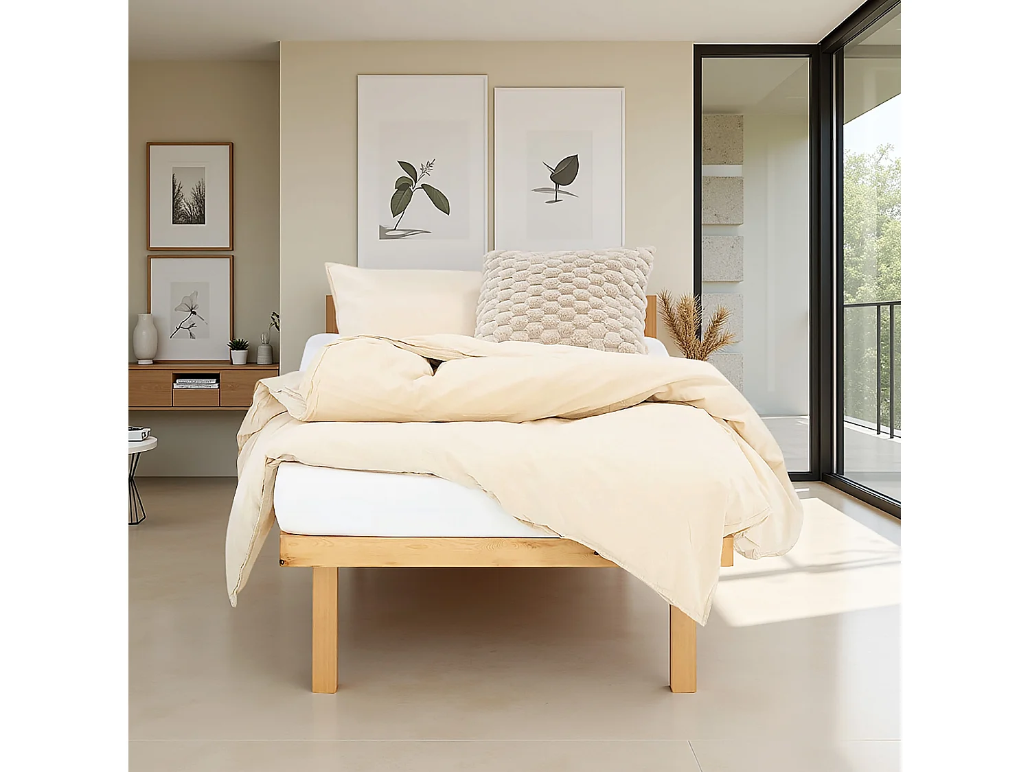 Lit 90x200 cm Naturel