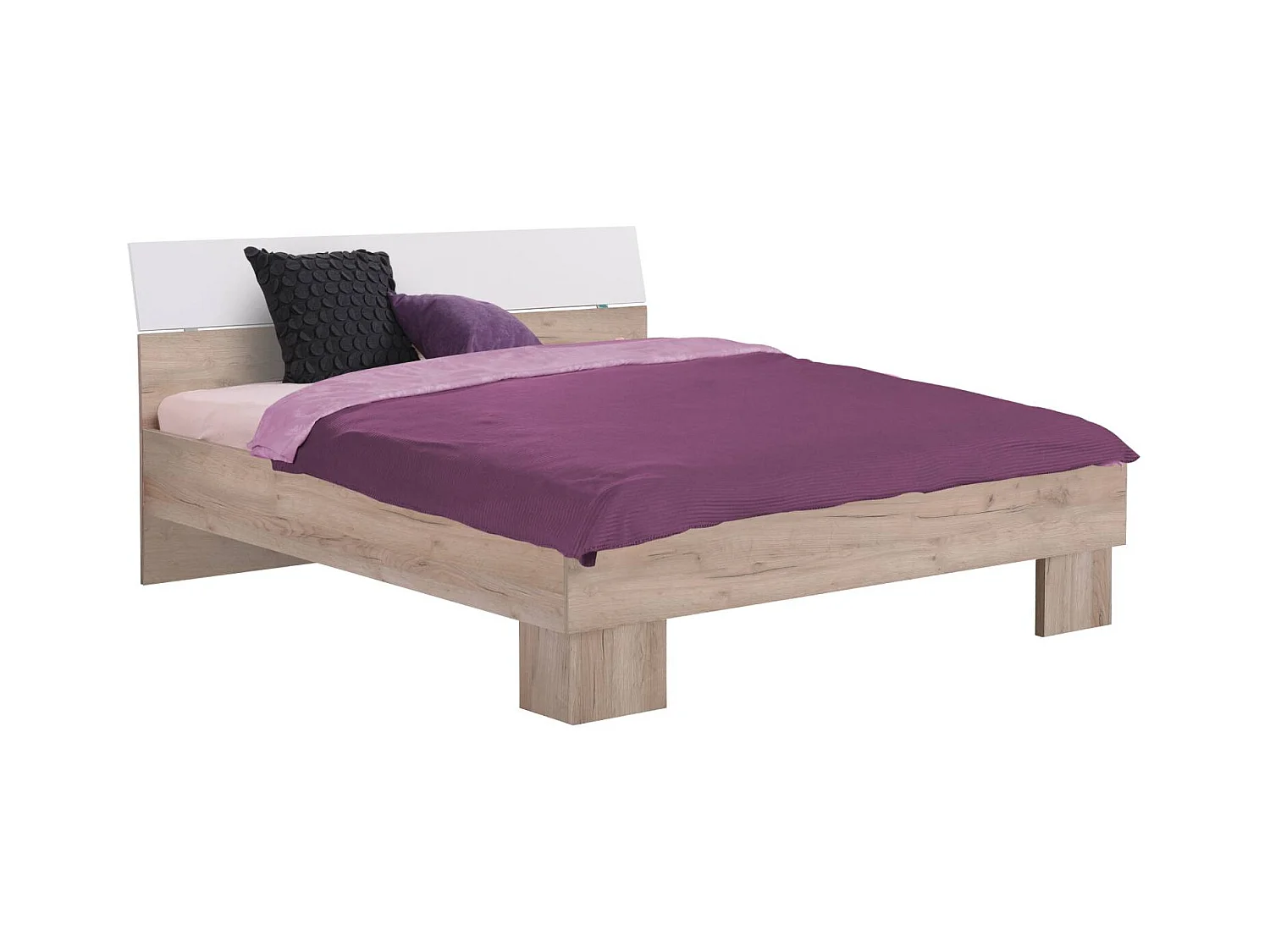 Tweepersoonsbed Queen Size 160x200 cm Grijs wit