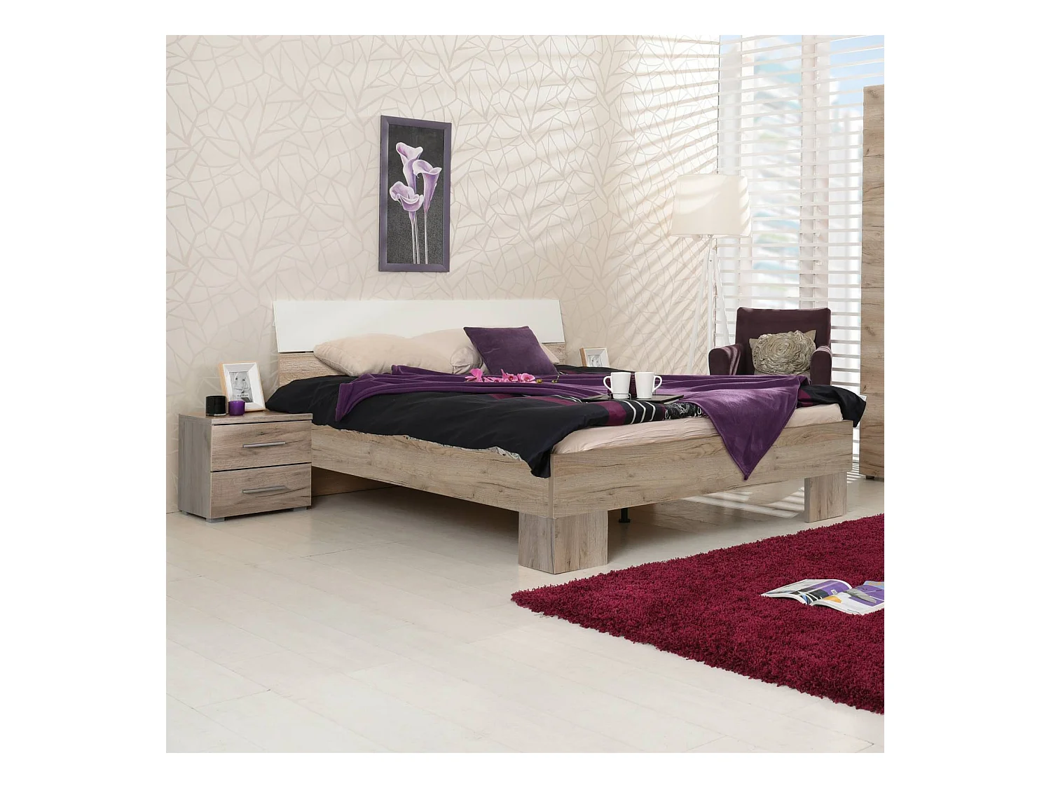 Tweepersoonsbed Queen Size 160x200 cm Grijs wit