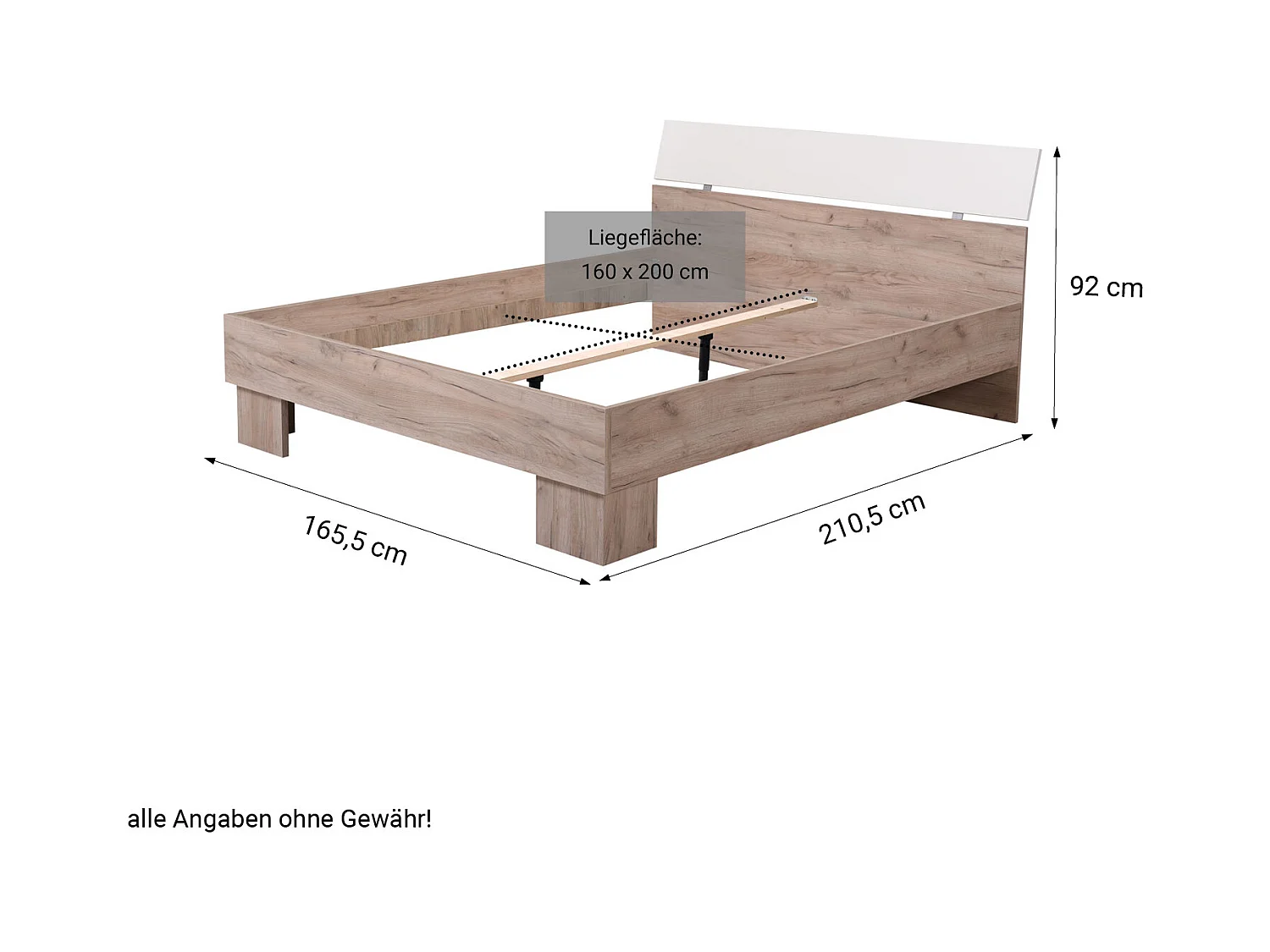 Tweepersoonsbed Queen Size 160x200 cm Grijs wit