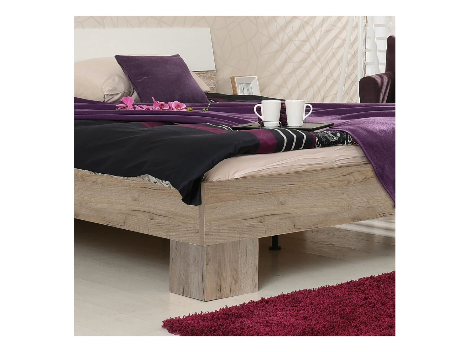 Doppelbett Queen Size 160x200 cm Grau Weiß