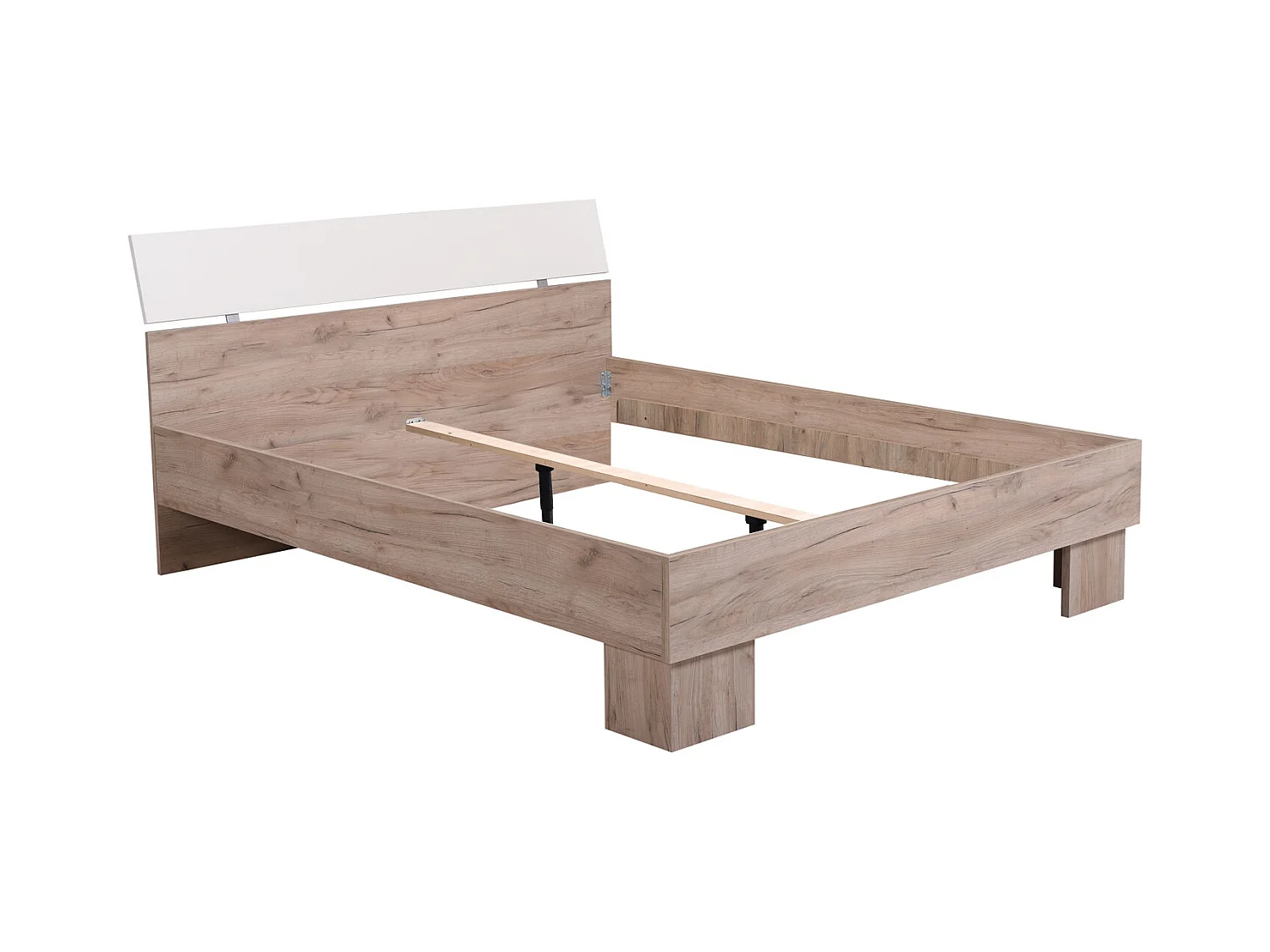 Doppelbett Queen Size 160x200 cm Grau Weiß