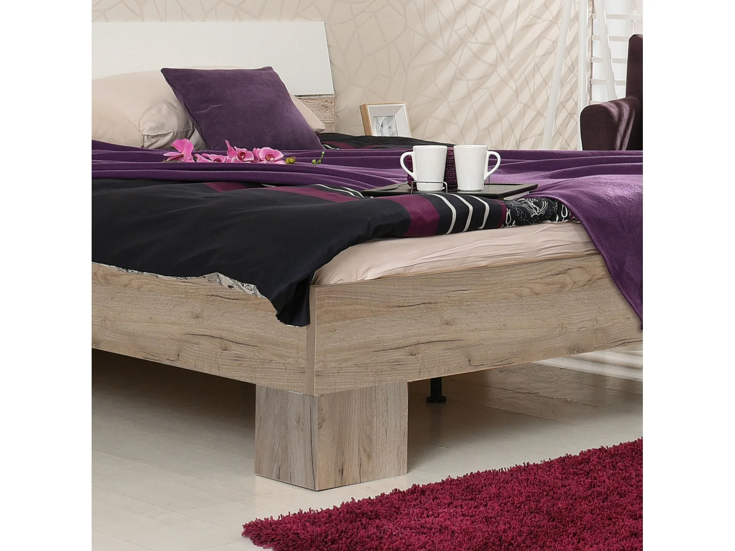 Tweepersoonsbed Queen Size 160x200 cm Grijs wit