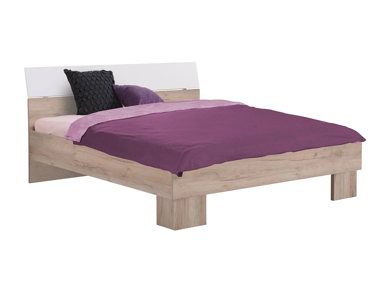 Tweepersoonsbed Queen Size 160x200 cm Grijs wit