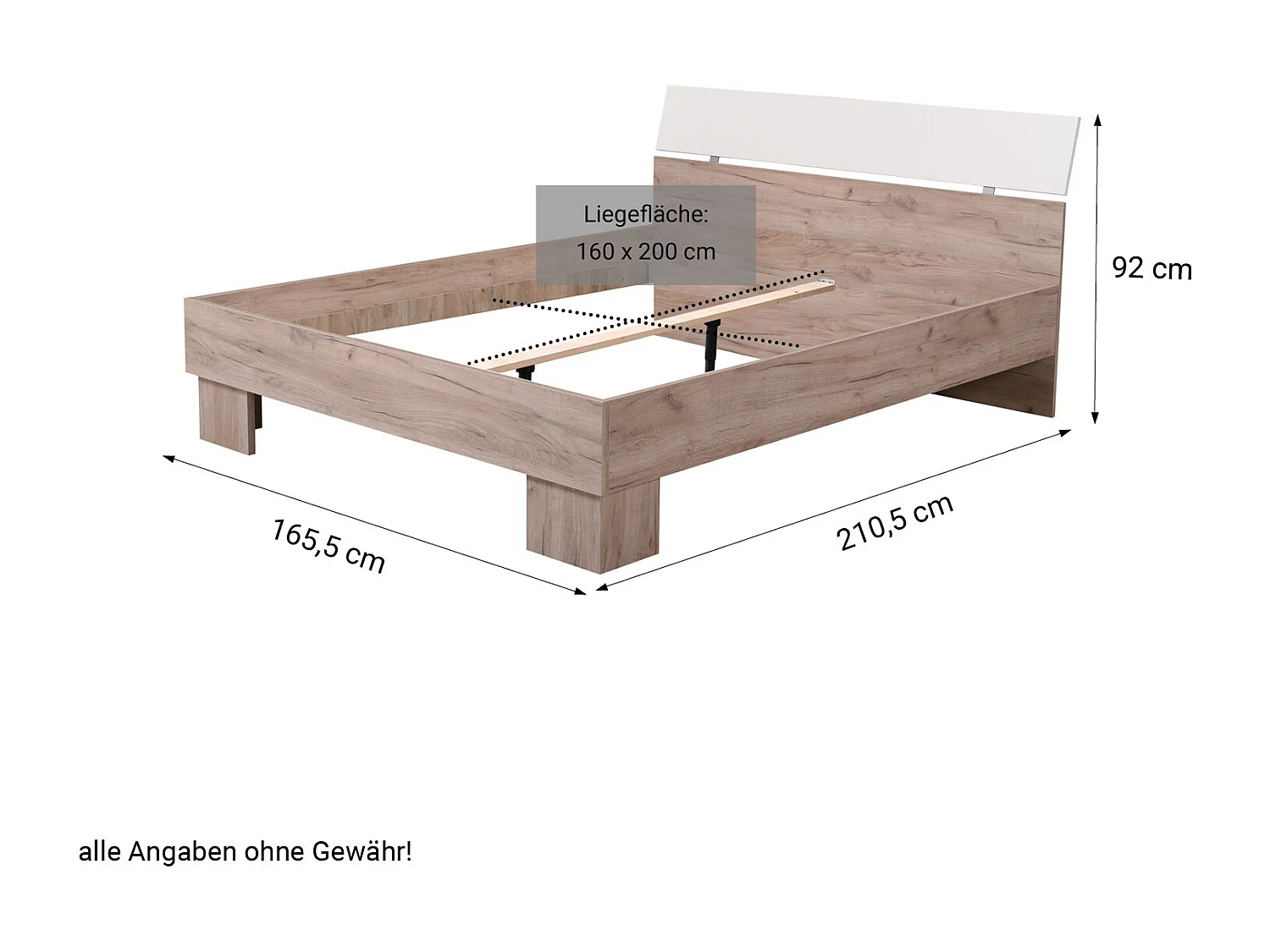 Tweepersoonsbed Queen Size 160x200 cm Grijs wit