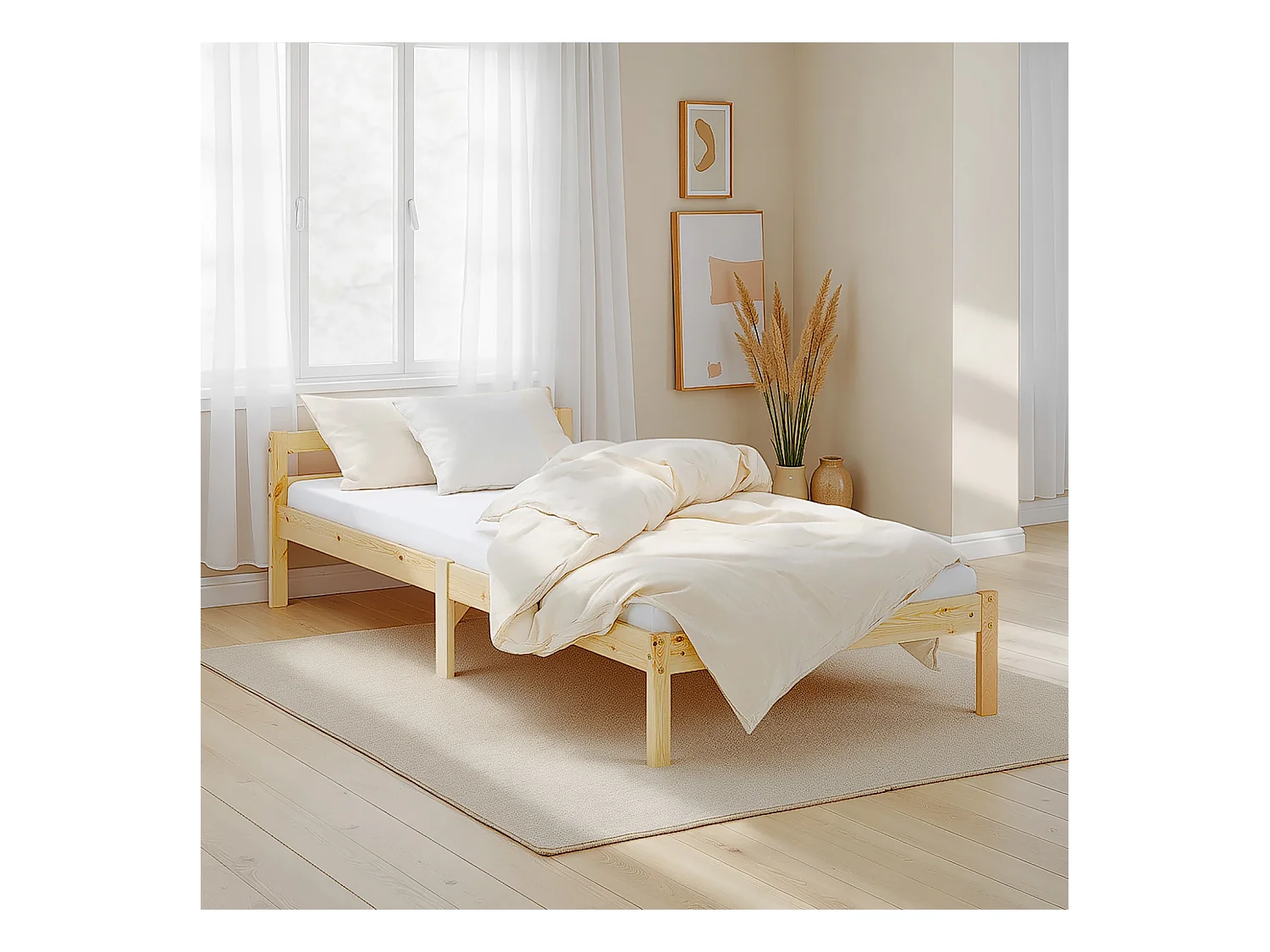 Einzelbett 90x200 cm naturfarben